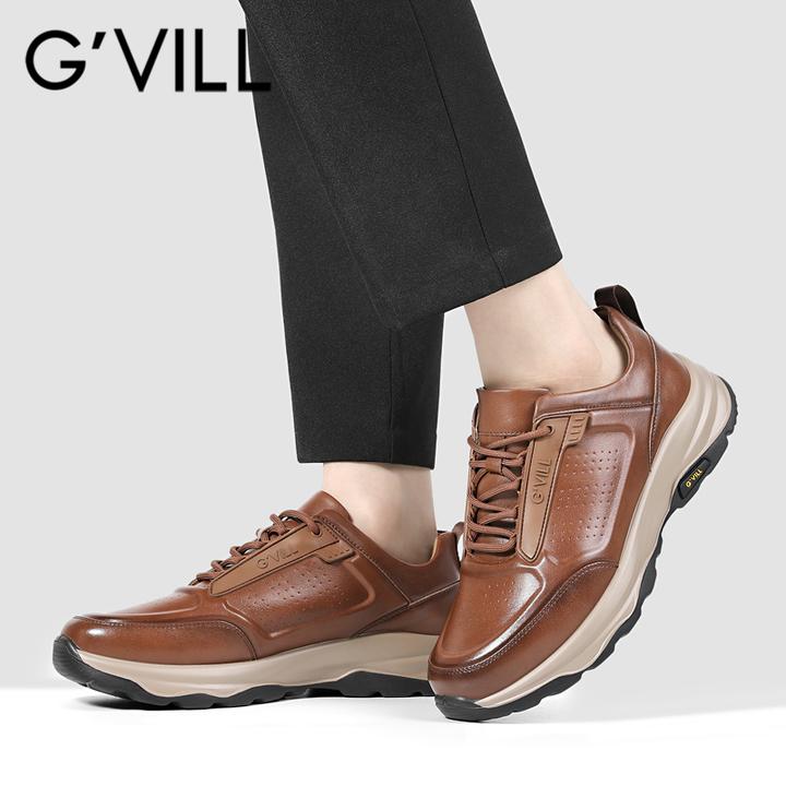 G'VILL/贵之步秋季休闲皮鞋男士百搭商务休闲鞋真皮软底舒适男鞋