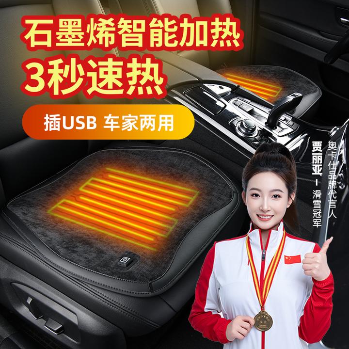 石墨烯加热坐垫汽车车载家用通用冬季毛绒座椅垫保暖电热垫子单片