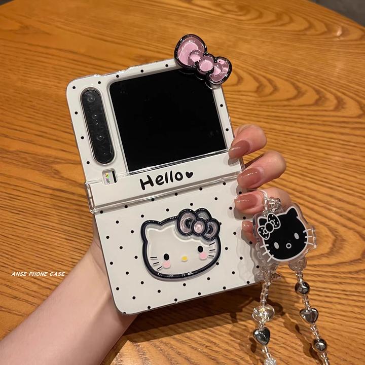 适用华为Pura X典藏版阔折叠手机壳白色斑点kitty全包ins女保护套