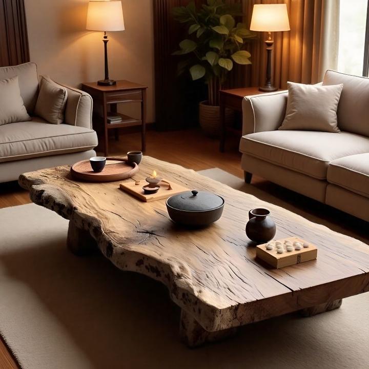 侘寂风实木茶几榻榻米矮桌日式茶桌飘窗桌子设计师民宿复古风茶几