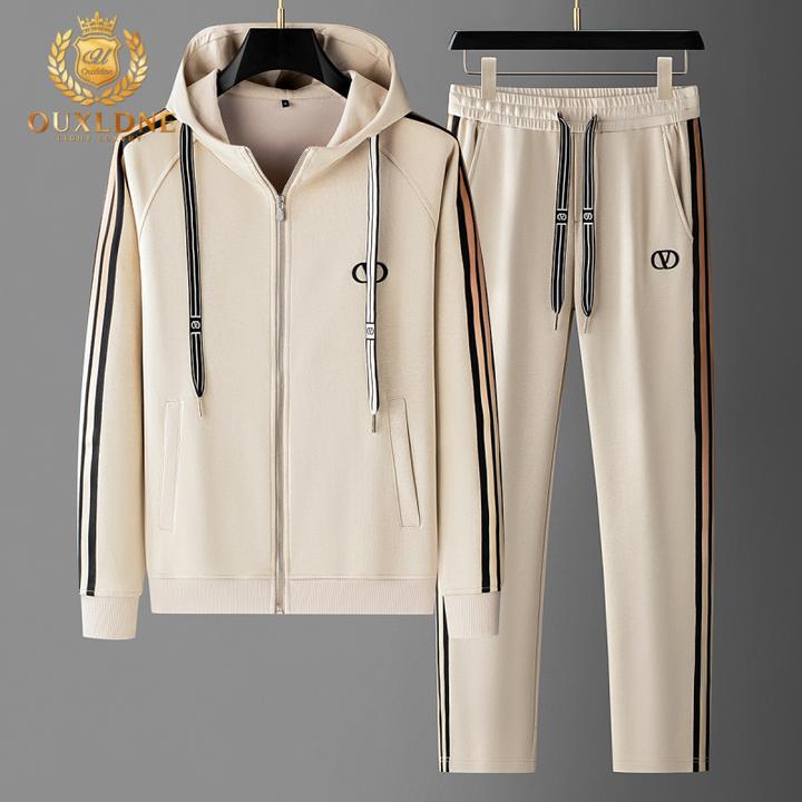 OUXLDNE冬季连帽全套休闲套装男装男士秋季时尚两件套卫衣运动服