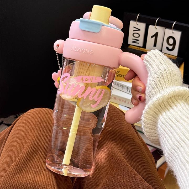 吉祥草茶水分离水杯可爱大容量吸管女高颜值双饮办公室家用冰霸杯