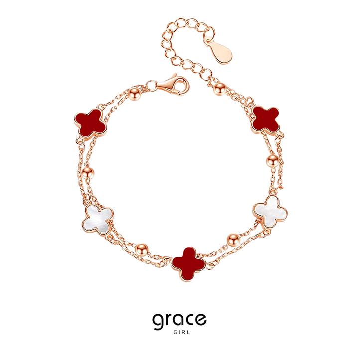 Grace Girl 925银手链 小号四叶草手链女款轻奢小众女生圣诞礼物