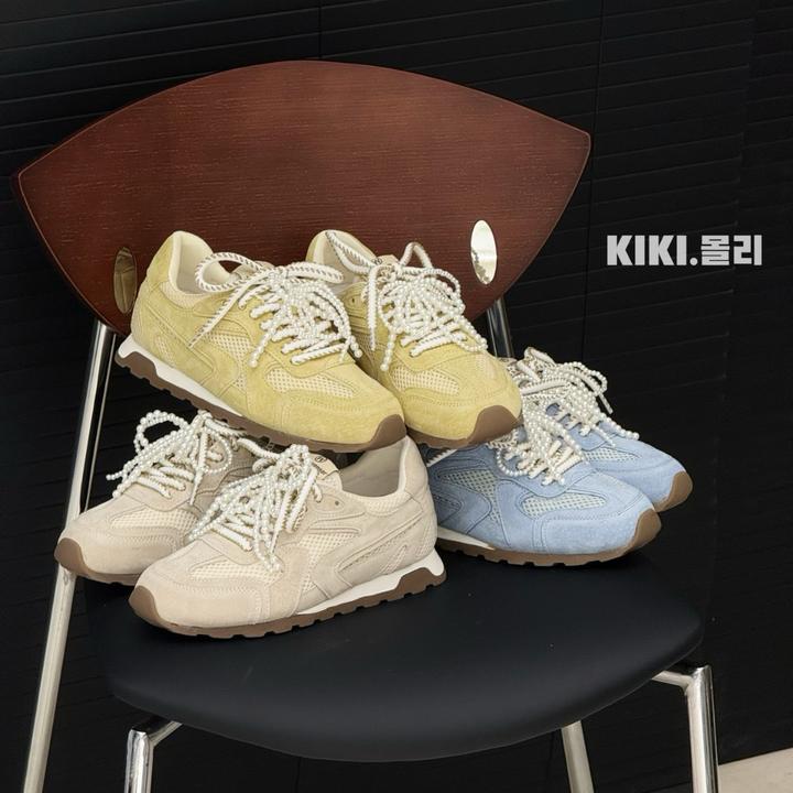 内增高小个子春夏网面透气串珠百搭德训鞋2025新款阿甘运动鞋女鞋