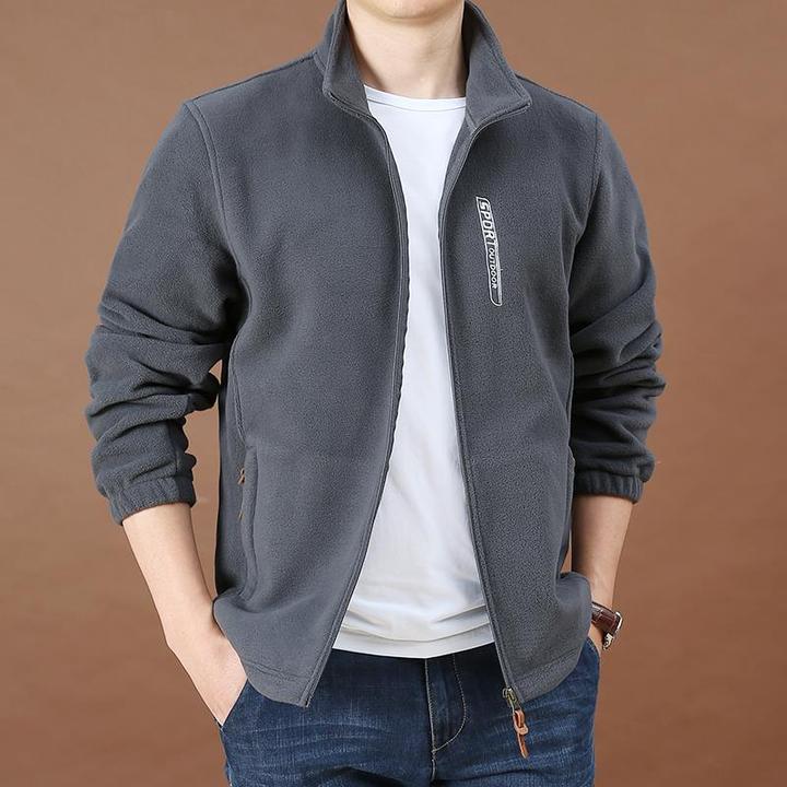 春季摇粒绒卫衣男士大尺码开衫上衣运动休闲立领春秋装抓绒外套潮