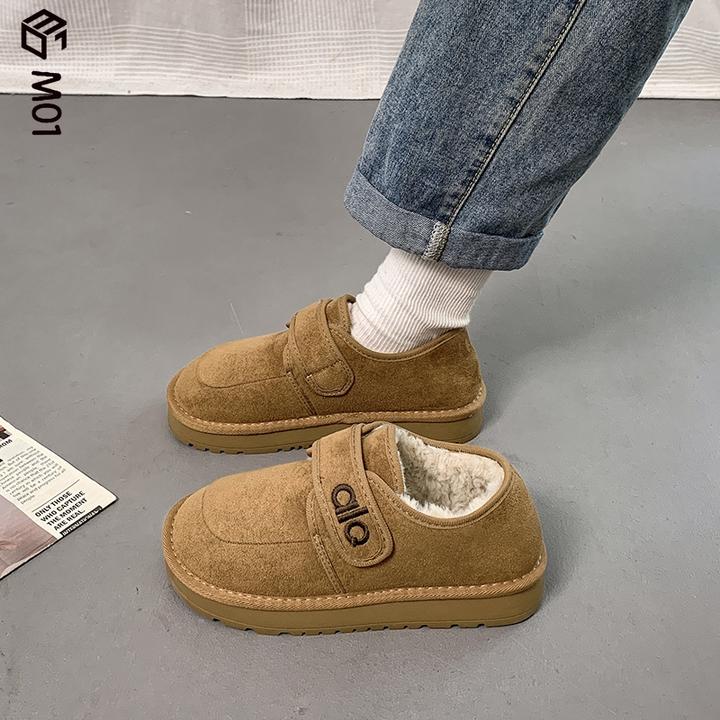 M01厚底加绒勃肯鞋女2025秋冬季新款复古百搭雪地靴毛毛保暖棉鞋