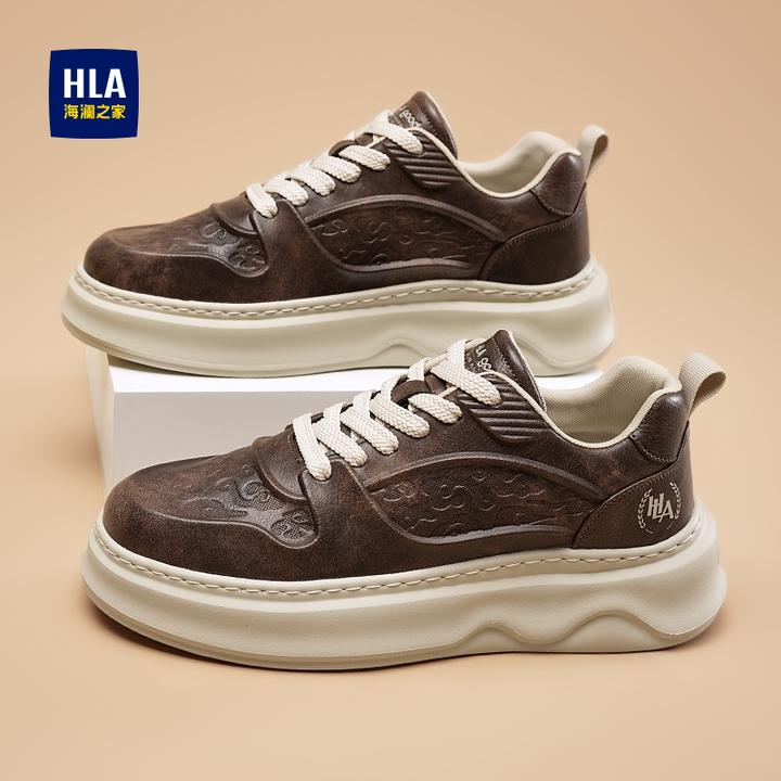 HLA/海澜之家男鞋冬季新款时尚百搭休闲板鞋爆款低帮厚底增高潮鞋