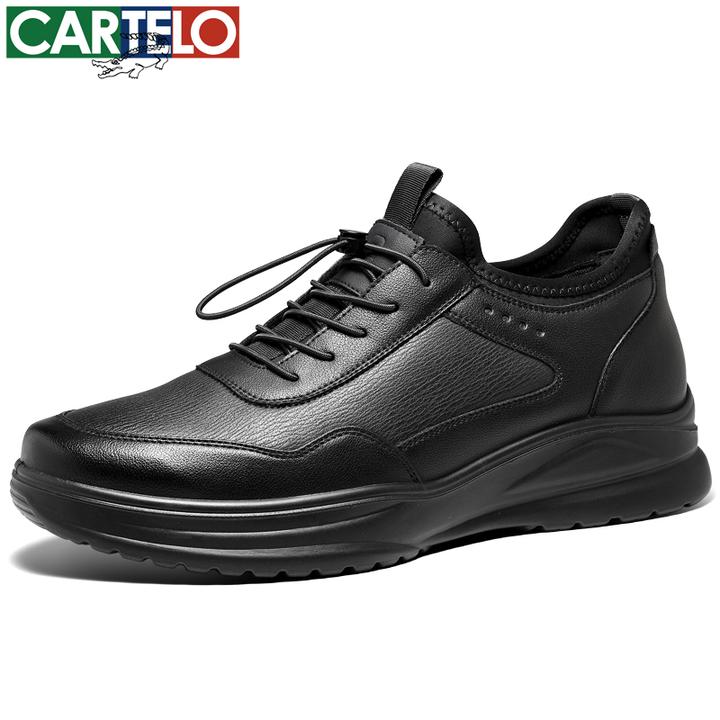 卡帝乐鳄鱼男士皮鞋秋冬一脚蹬懒人软底防滑皮面防水真皮休闲男鞋