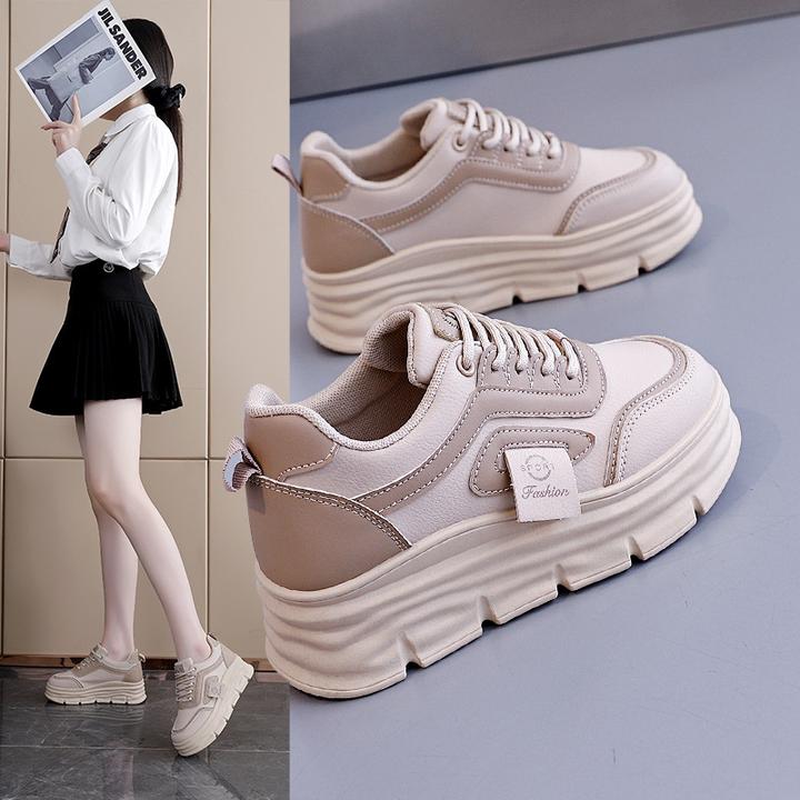 流光风2025年秋季新款小白鞋女鞋增高包头爆款百搭厚底休闲板鞋