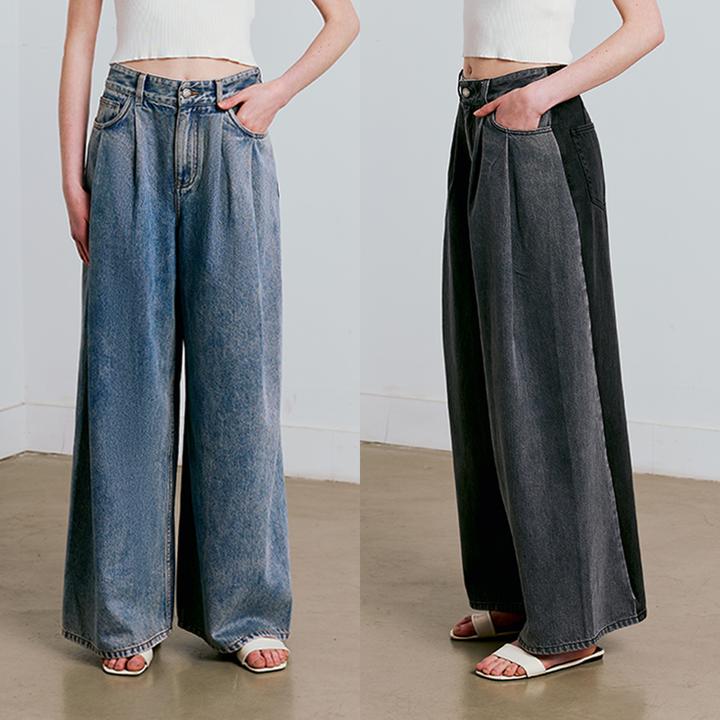 MARIUS“AB面”双色水洗时髦拼接高克重纯棉慵懒感四季百搭茧形裤