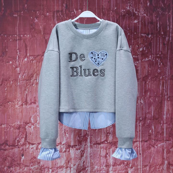 【LIANG哥女装】2025银灰色立体刺绣拼接衬衫假两件卫衣6281A