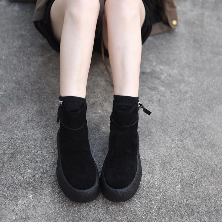 Artmu阿木原创真皮厚底早秋短靴子新款爆款小个子黑色踝靴6069