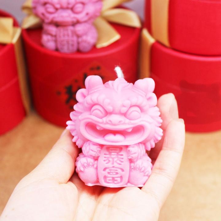 中国风新年可爱小麒麟香薰蜡烛招财暴富开运中式摆件节日