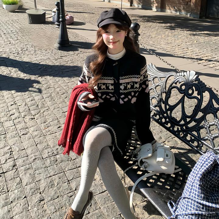 小香miu系穿搭针织连衣裙子2025新款女秋冬季高级感内搭套装短裙