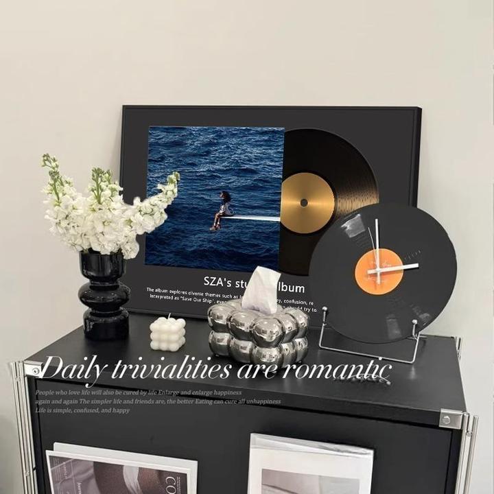 复古客厅电视柜黑胶唱片装饰画餐厅专辑挂画高级感卧室桌面摆画