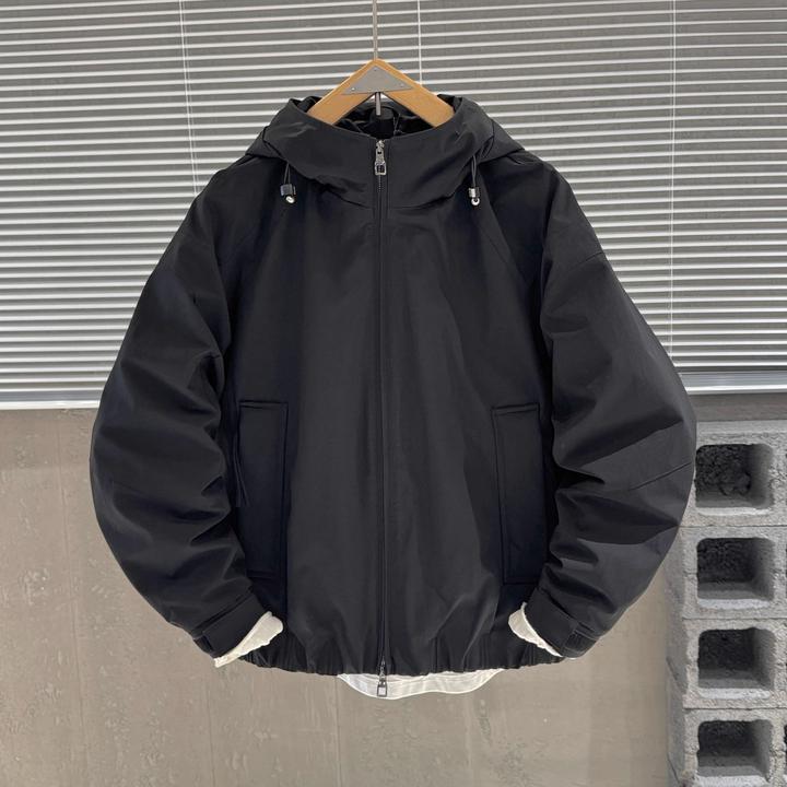 冬季新款户外鸭绒冲锋衣时尚简约50绒连帽羽绒服男士休闲加厚外套