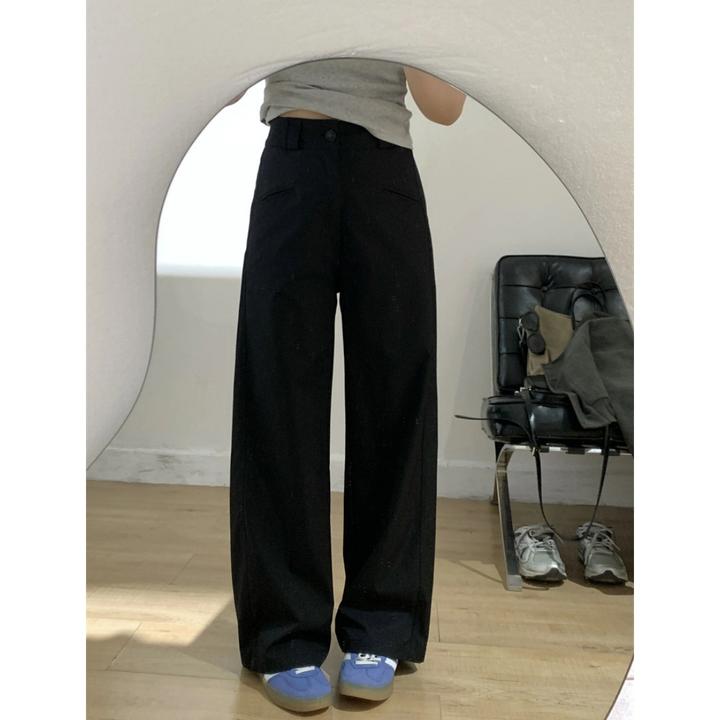 梨形身材西装裤高级感垂感胖mm大码显瘦遮胯休闲阔腿裤弧形拖地裤