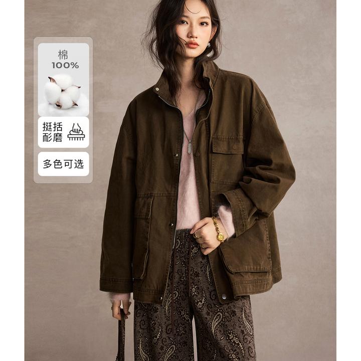 NAA/南瓜谷【伯克旧街】高密长绒棉女装短外套FX3WT1300-A