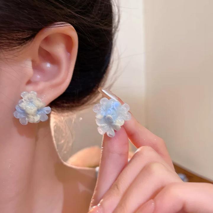 铜合金耳饰 「柔蓝」晕染超饰仙花耳时钉尚百搭耳环女朵个性自营