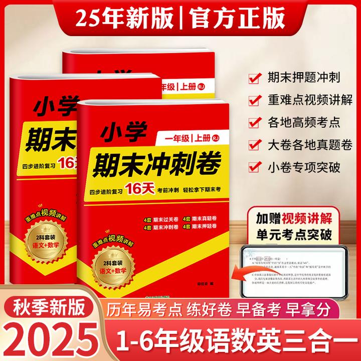 2025新版小学期末冲刺卷上册语数英三合一大小卷高频考点押题冲刺