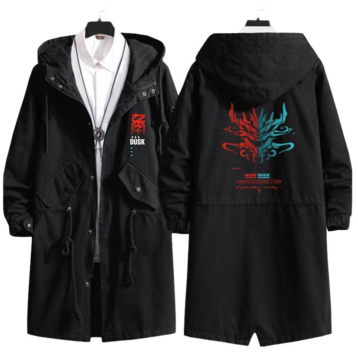 明日游戏方舟年夕干员中长款风衣外套男秋冬宽松连帽潮流休闲大衣