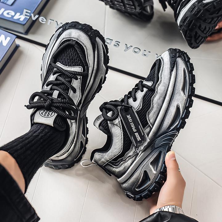 男鞋2025秋季新款小众复古做旧擦色厚底增高老爹鞋男士运动休闲鞋