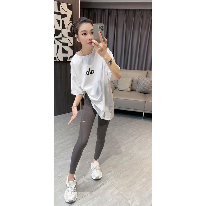 alo瑜伽裤裸感高腰提臀蜜桃裤紧身运动裤健身休闲弹力小脚芭比裤