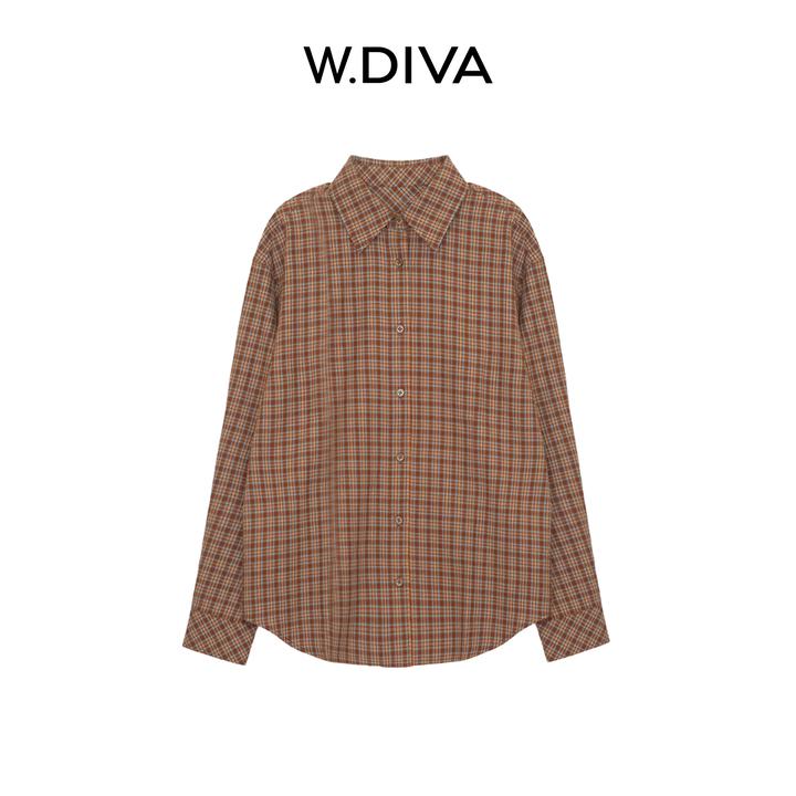 W.Diva【拾光格】雅丹风苏格兰格纹衬衫纯棉长袖慵懒风女53S302887