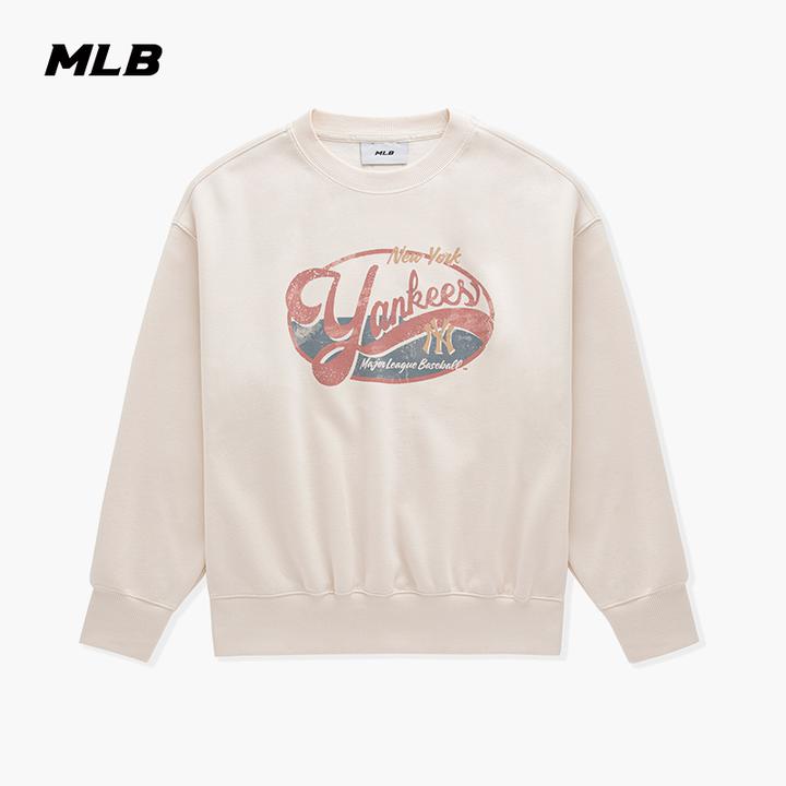 MLB官方男女情侣复古时尚学院风印花图案圆领卫衣25秋季新款MTV10