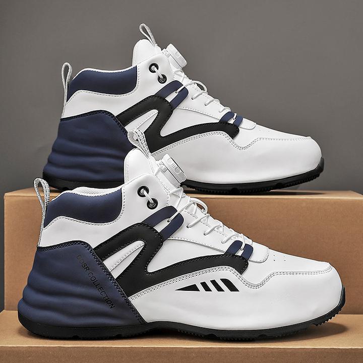 时尚男鞋秋季全包底运动跑步鞋青年旋转纽扣内增高防滑老爹潮鞋男