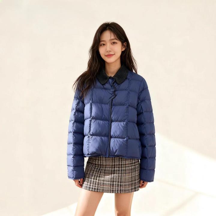 VONSRMAN韩版翻领羽绒服女冬季2025新款休闲气质轻薄保暖短款外套