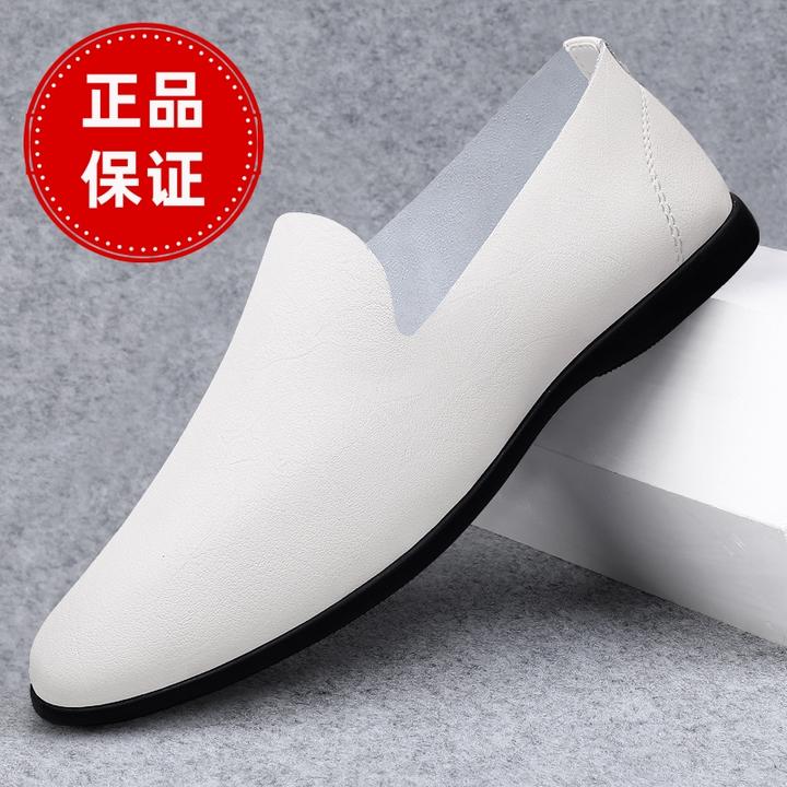 一脚蹬素面薄款豆豆鞋男2025夏季皮鞋平底时尚百搭软底透气懒人鞋