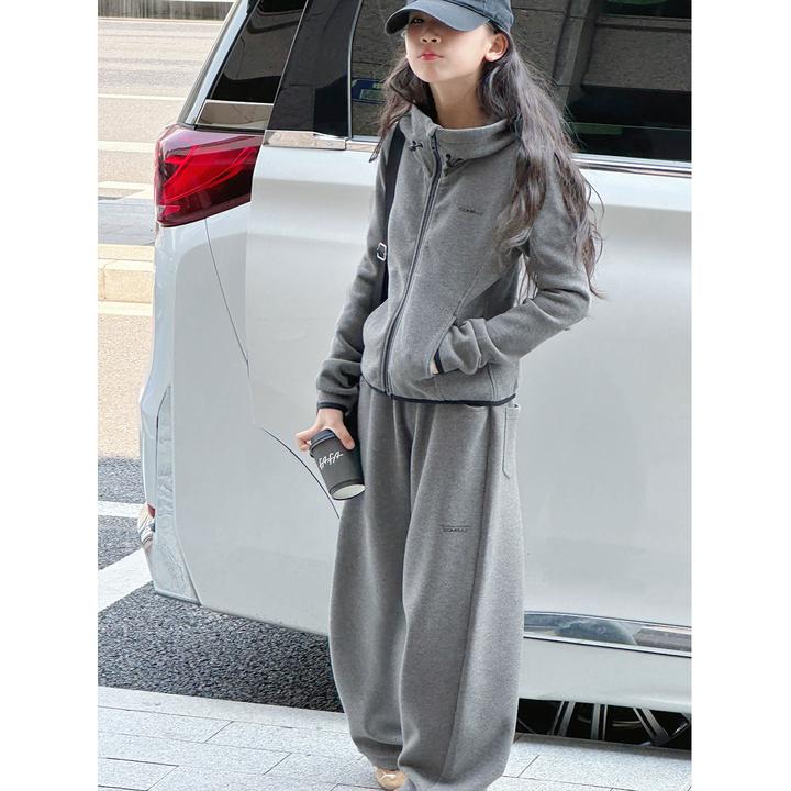 K29659孙小美韩系女童磨毛加厚卫衣套装2025新款秋装儿童两件套