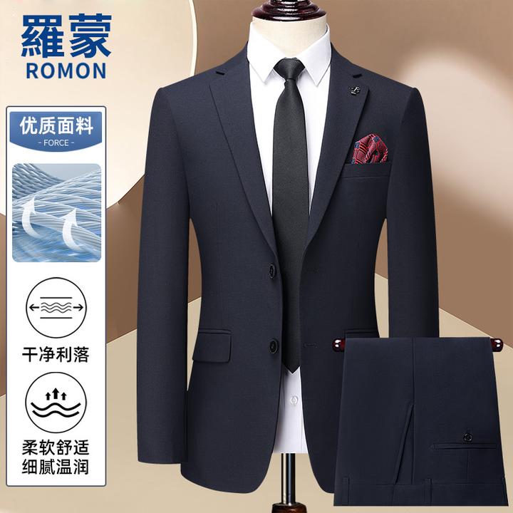 罗蒙秋冬季新郎结婚礼服痞帅高档西服套装男商务职业正装修身西装