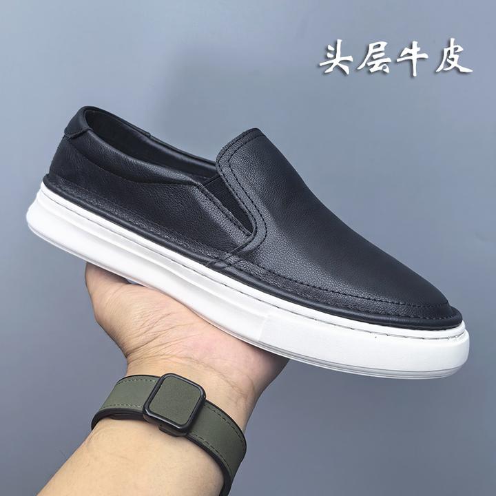 头层小牛皮软底乐福鞋男夏季透气休闲鞋舒适懒人鞋皮鞋一脚蹬男鞋