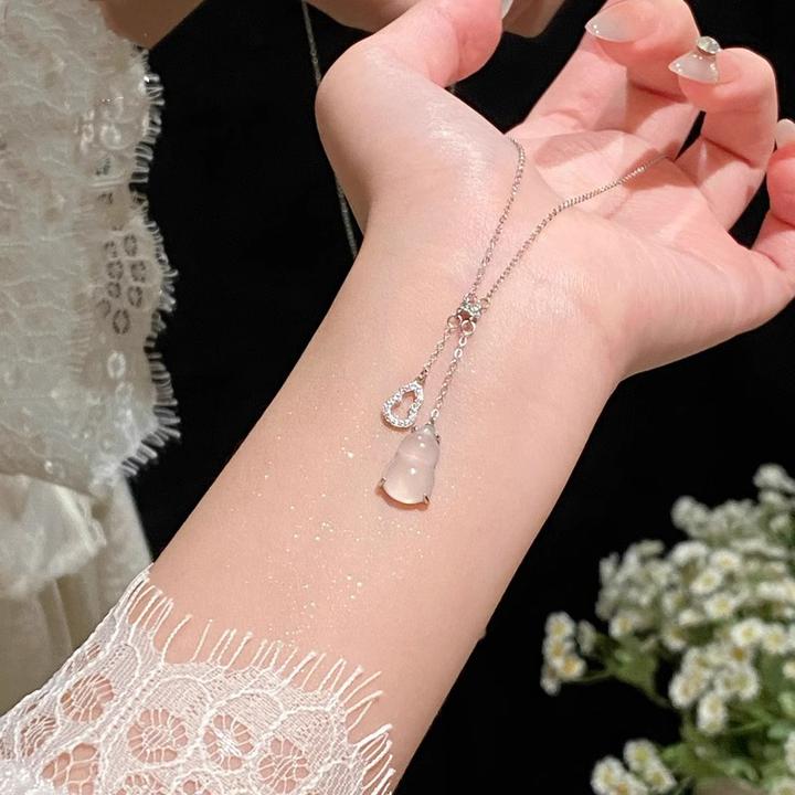 坠链均925银 纯银新中式锆石复古葫芦项链女款白月光锁骨链送女友