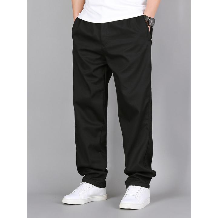 男士新款加绒工装裤男加厚宽松简约休闲裤防丢拉炼口袋耐穿工作裤