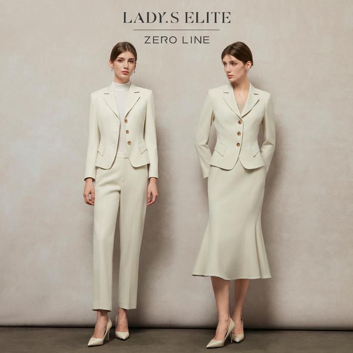 LadySElite西装女鱼尾裙西裤三件套装2025年新款中长半裙琥珀流光