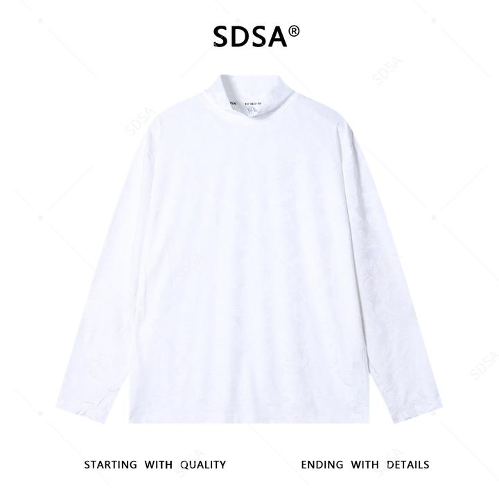SDSA男士秋冬新款痞帅男装简约提花蝴蝶设计半高领长袖T恤百搭