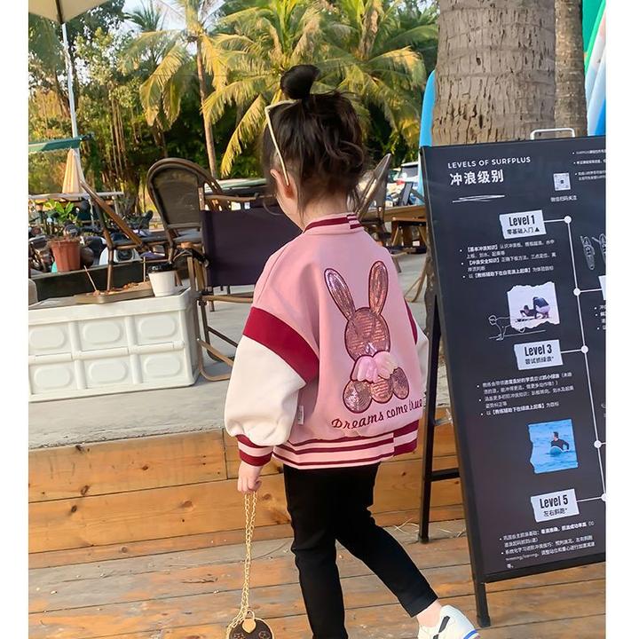 女童棒球服拼色外套春秋新款冲浪春款童装时髦洋气宝宝上衣潮