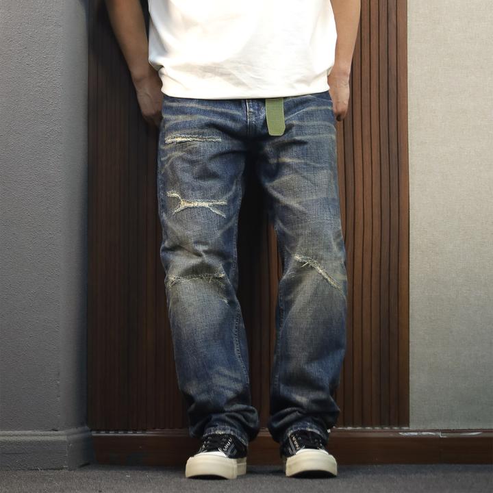 日系复古刺绣做旧水洗毒药1代牛王牛仔裤