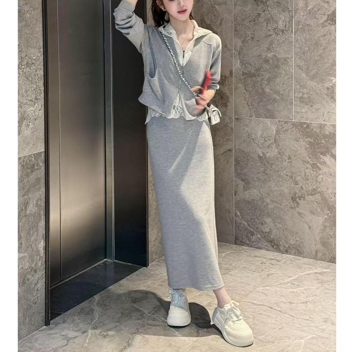 2025春季新款小众轻奢高级感洋气卫衣外套+裙子休闲设计师套装女