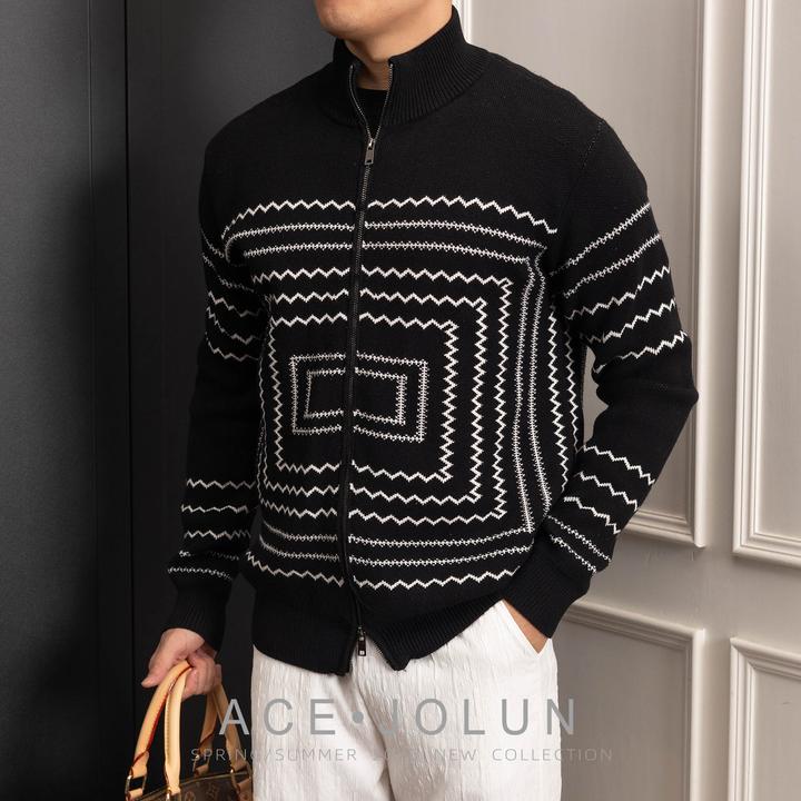 【回型提花】开衫外套抗起球轻奢双拉链针织毛衣秋冬加厚男女同款