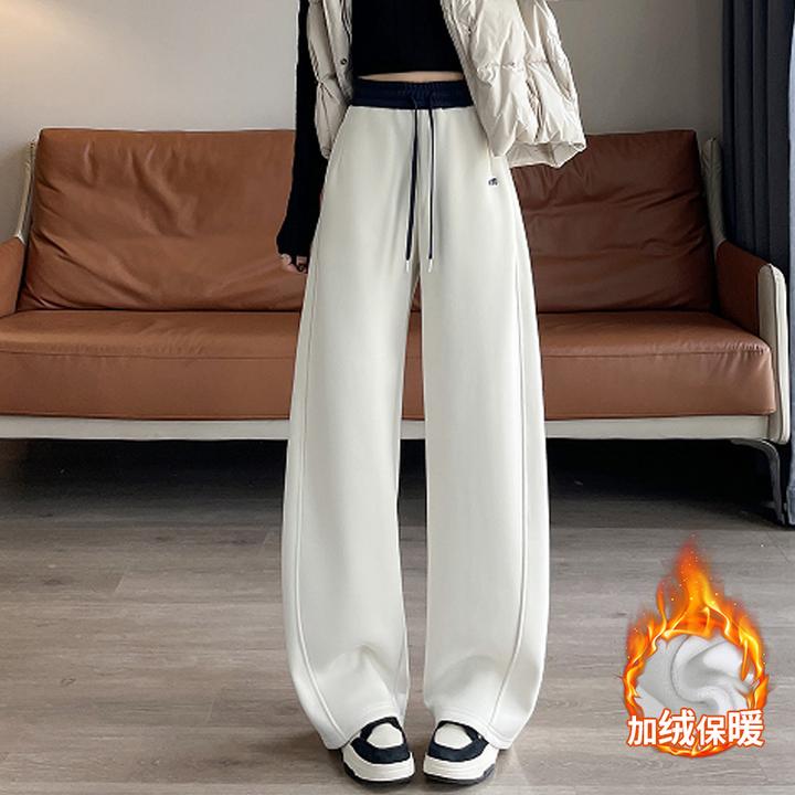 显瘦百搭窄版阔腿裤女直筒休闲运动卫裤秋冬季加绒加厚弯刀裤高腰