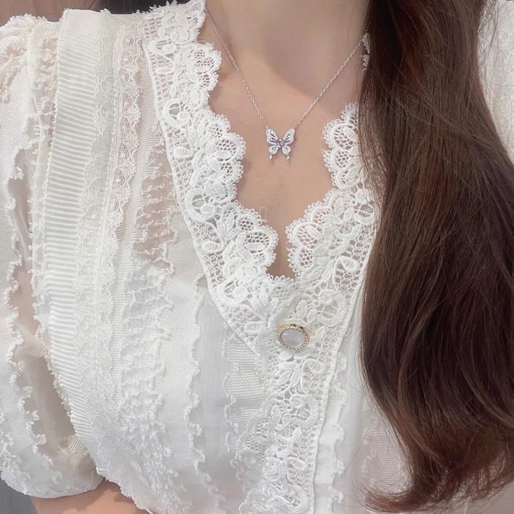 坠链均925银 仲夏幻蝶项链轻奢小众甜美少女梦幻浪漫锁骨链送女友