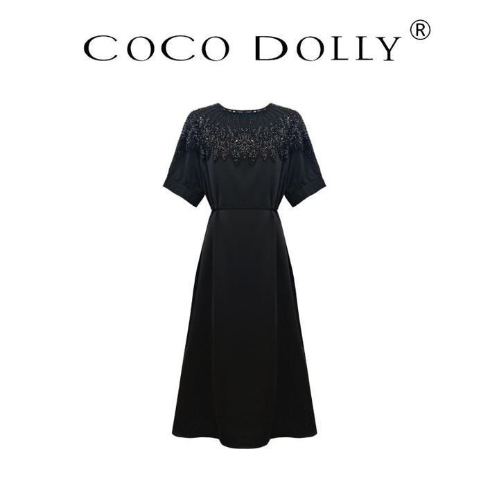 COCO DOLLY法式设计感真丝连衣裙轻薄收腰仙女裙夏季优雅复古2912