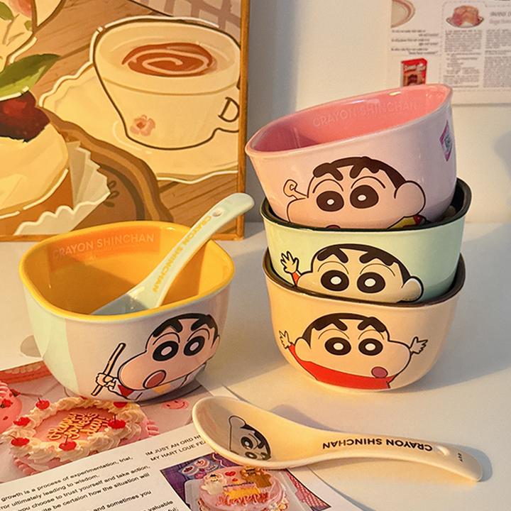 蜡笔小新可爱陶瓷饭碗家用2024新款高颜值儿童一人食小碗餐具学生