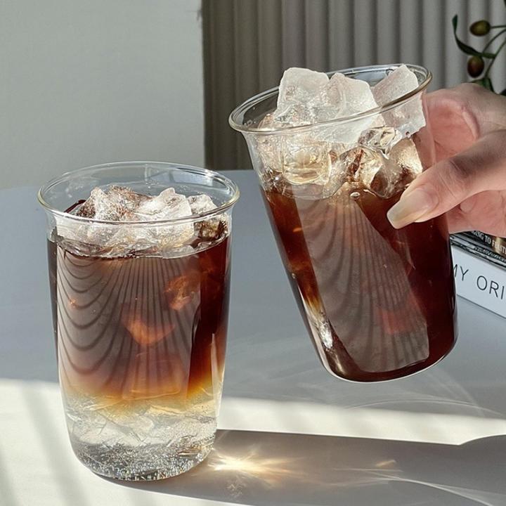 ins风敞口翻边美式拿铁咖啡杯玻璃杯子啤酒杯简约敞口奶茶杯H845