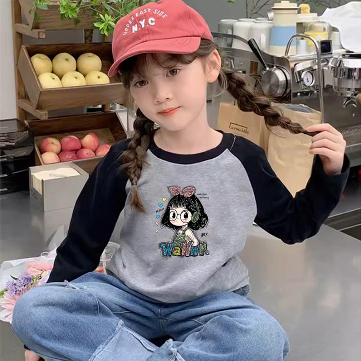 女童长袖t恤2025秋装新款中大儿童打底衫超好看女孩纯棉秋季上衣