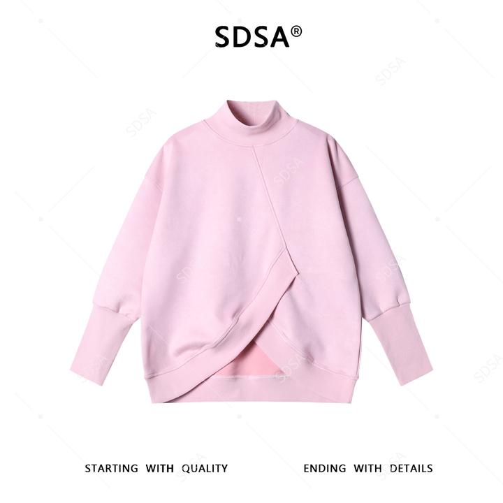 SDSA男士秋冬新款痞帅男装韩版简约纯色植绒下摆不规则立领卫衣